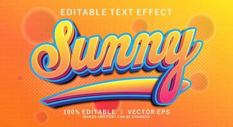 Sunny 3d vector text effect with modern style design Stock Illustration