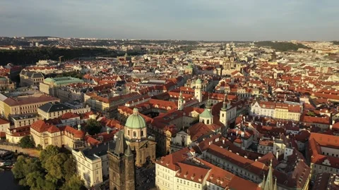 Sunny aerial drone view above Prague Old Town Square. Czech Republic. Stock Footage 251663115