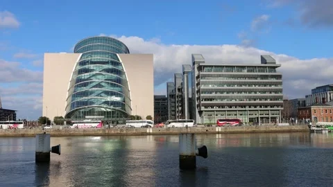 Sunny afternoon at Dublin's Dockland district Stock Footage 232988697