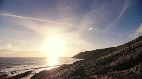 Sunny and cloudy timelapse over beach Stock Footage 73559013