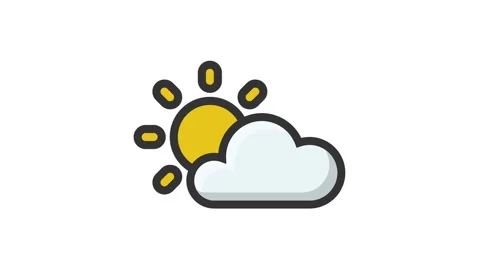 Sunny and Cloudy on white background, Weather animated icon Stock Footage 237758709