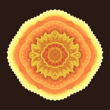 Sunny art with round pattern on dark background Stock Illustration