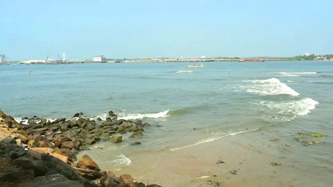 Sunny beach on Kerala Vídeo Stock 230977357