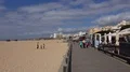 Sunny beach landscape scenery with sky and clouds in Portimao Portugal 4k or 4k+ Resolution