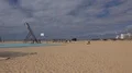 Sunny beach landscape scenery with sky and clouds in Portimao Portugal 4k or 4k+ Resolution