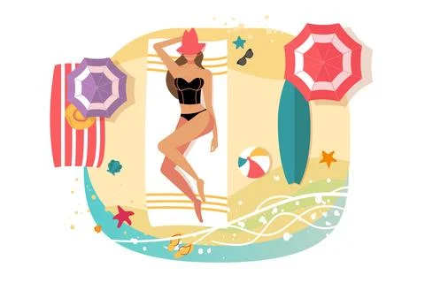 Sunny Beach Leisure Time Stock Illustration
