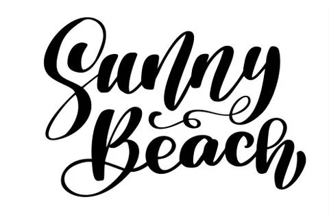 Sunny Beach text Hand drawn lettering Handwritten calligraphy design, vector 스톡 일러스트