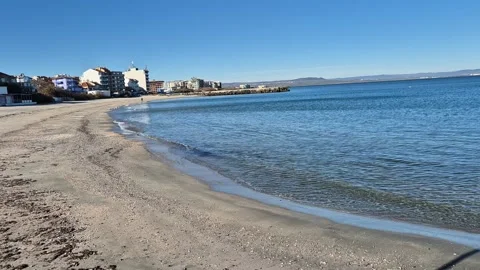 Sunny beach waves, daylight Stock Footage 297551411