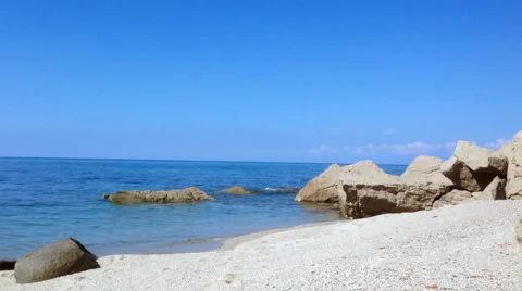 Sunny beach with white sand Stock Footage 67895649