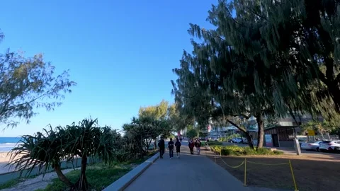Sunny Beachfront Esplanade Walk in Surfers Paradise Gold Coast Stock-Footage 341852919
