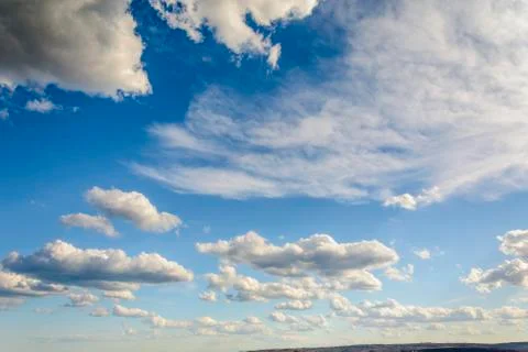 Sunny blue sky with clouds  in spring time . Foto stock
