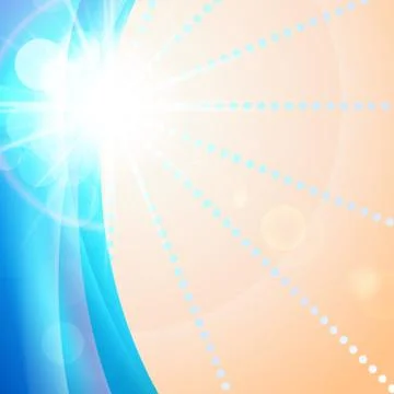 Sunny bright blue orange vector abstract background, green eco technology Stock Illustration