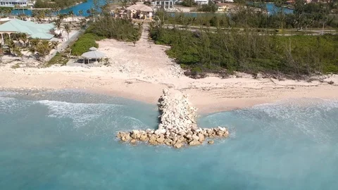 Sunny Bright Day Aerial View West Bahamia Beach Luxury Homes Freeport Bahamas Stock Footage 86006802