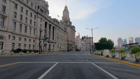 The sunny Bund in Shanghai is under lockdown Stock Footage 192375321
