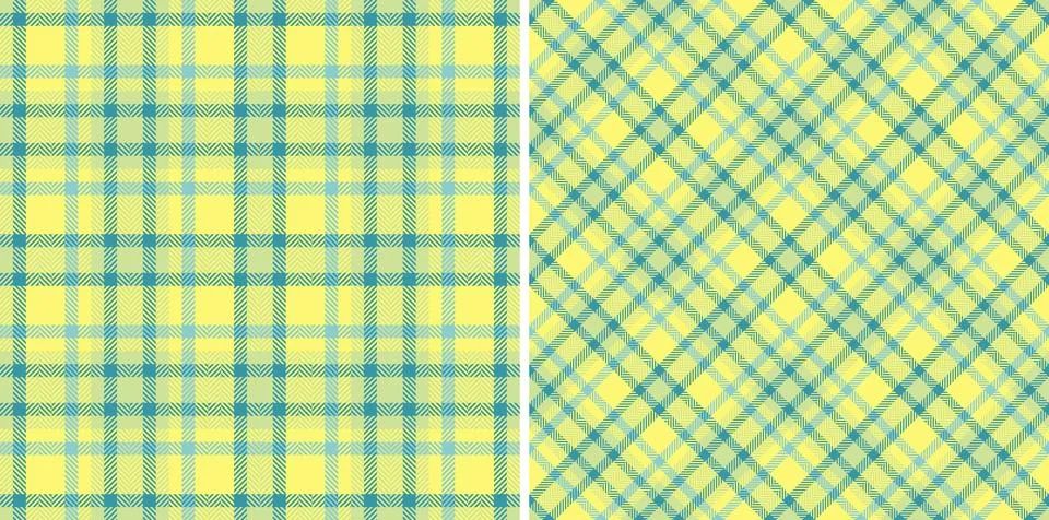 Sunny, cheerful patterns featuring a classic plaid and argyle design in sha.. Stock Illustration