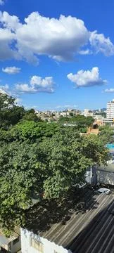 Sunny cityscape view Stock Photos
