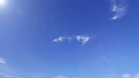 Sunny clear blue sky background with Len flare effect n bright sun light Stock Footage 146825960