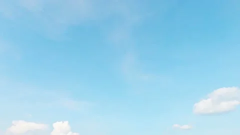 Sunny clear blue sky background with White cloud n fluffy airy cloudscape Stock Footage 159970969