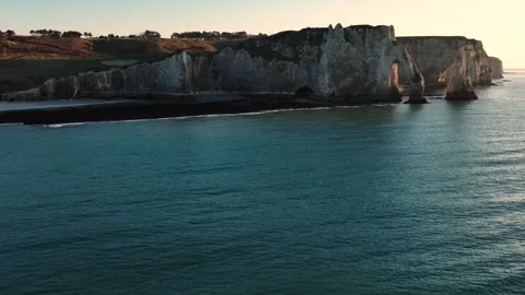 Sunny cliffs of Étretat Stock Footage 304883905