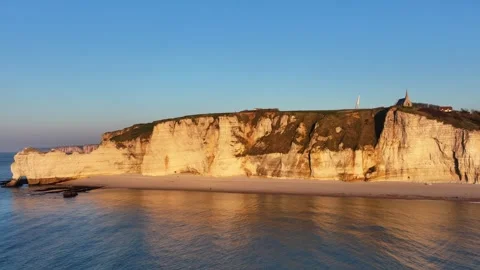 Sunny cliffs of Étretat Stock Footage 304883928