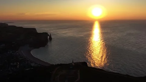 Sunny cliffs of Étretat Stock Footage 304883949