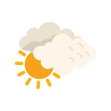 Sunny cloud icon flat vector. Rain forecast Stock Illustration