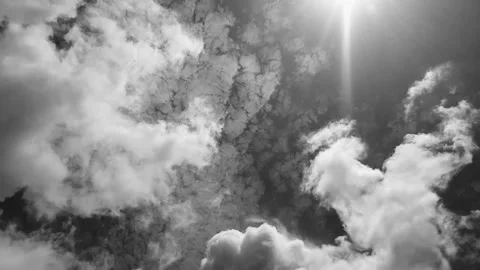 Sunny Clouds in the Sky, Monochrome Video stock 297191709