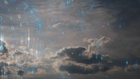 Sunny cloudy sky with digital sphere motion background Vídeo Stock 101622161