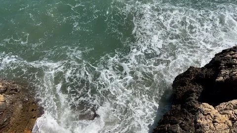 Sunny Coastal Waves and Cliffs Stock Footage 288075926