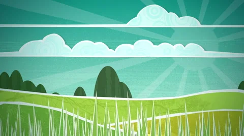 Sunny Countryside Scene Loop paper cutout animation Stock Footage 6320982