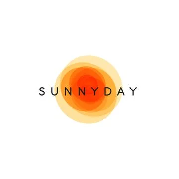 Sunny day, abstract sun, vector logo template, round orange shapes with company Stock Illustration