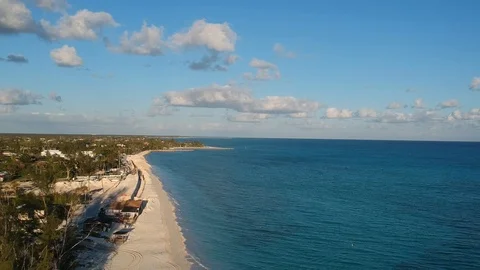 Sunny Day Aerial View Of Taino Beach Freeport Bahamas Stock Footage 85658341