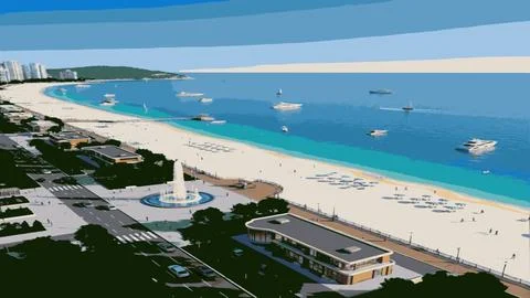 Sunny Day at the Beachfront Stock Illustration