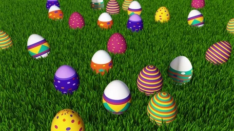 Sunny Day Easter Egg Field Background Video stock 125795435