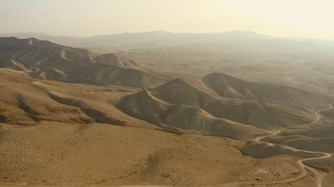 Sunny day in the Judean desert, Israel, 4k aerial drone view Stock Footage