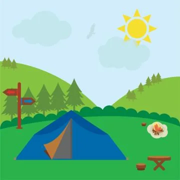 Sunny day in the mountains Stock Illustration