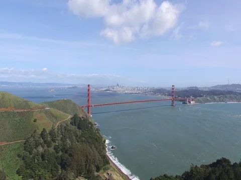 Sunny Day over Golden Gate Bridge, San Francisco, CA Stock Footage