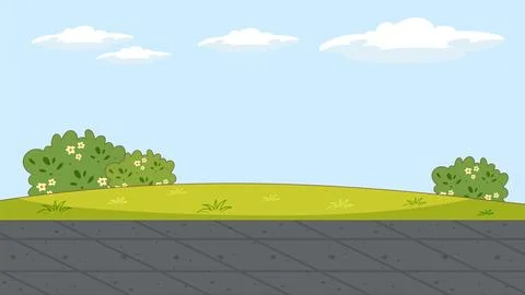 Sunny Day Park Landscape Vector Illustration Ilustração Stock