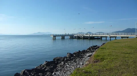 Sunny day, at small pier Video stock 23315324
