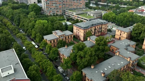 Sunny daylight with view on  rooftops and main Street Stock Footage 237526489