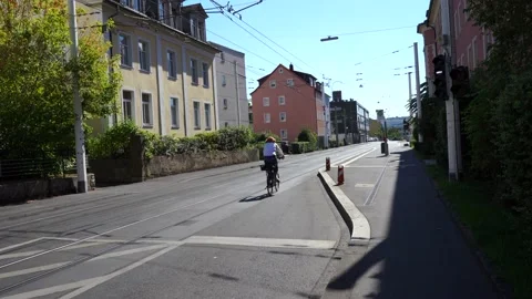 Sunny, empty streets of german towns. Würzburg, Germany. Stock Footage 145964494