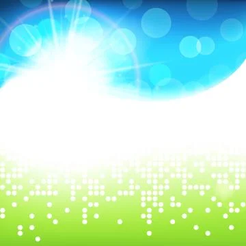 Sunny green blue vector background green natural eco technology, spring summer Stock Illustration