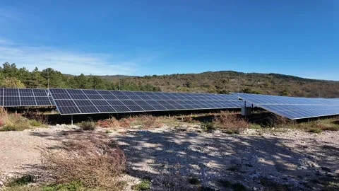 Sunny Hillside Solar Panels Stock Footage 292162373