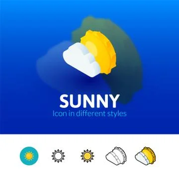 Sunny icon in different style Illustrazione stock