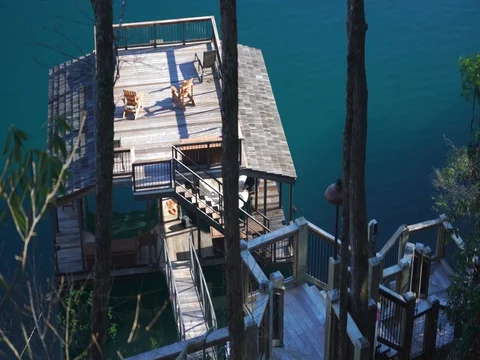 Sunny Lake Dock Stock Footage 76627408
