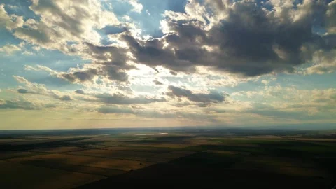 Sunny landscape with clouds from high above the ground Stock Footage 281240836