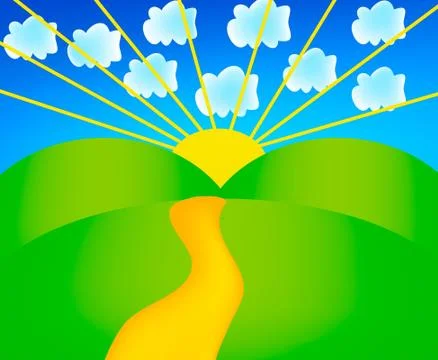 Sunny landscape Stock Illustration