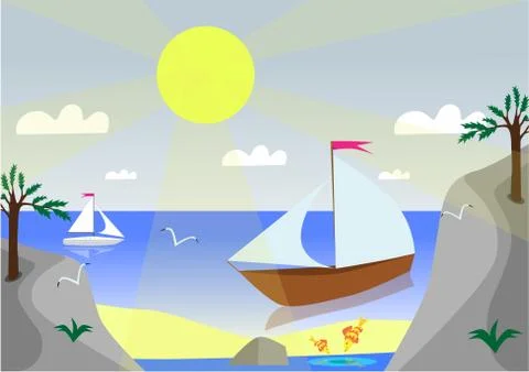 Sunny landscape Stock Illustration