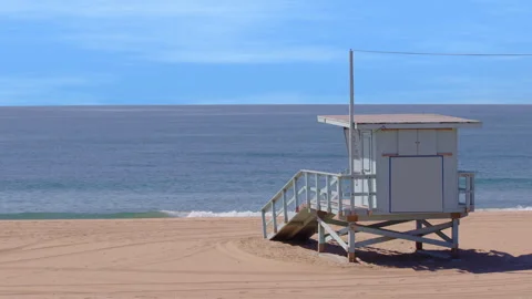 Sunny Lifeguard Tower Ocean View Stock Footage 251673928