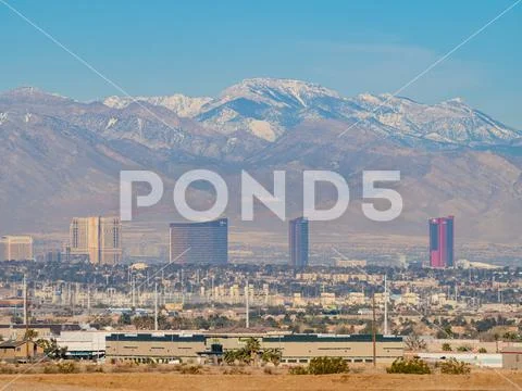 Sunny morning view of the Las Vegas strip skyline Stock Photo #166743315